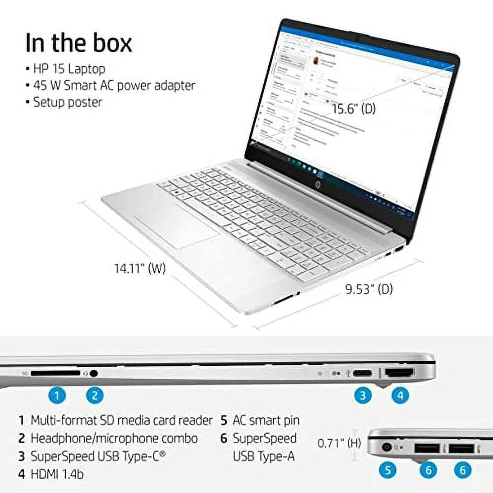 2021  15.6 Inch Full  1080P Business Laptop, 11th Gen Intel Quad-Core i5-1135G7, 8GB DDR4 , 512GB PCIe , Iris Xe Graphics, -C, , Wi-Fi, Windows + TiTac Card, Silver,  | 15 i5