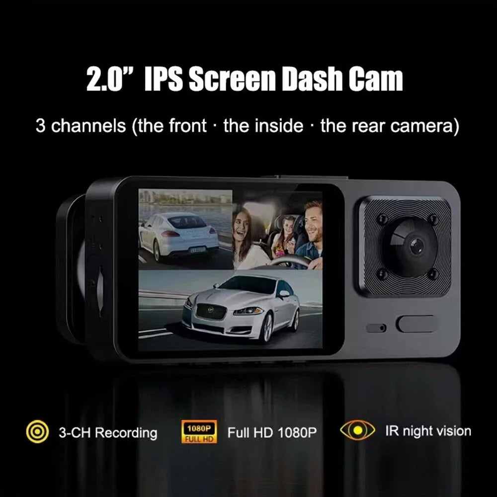G·  Dual Lens Car Dash Cam Front/Rear/Inside Video Recorder Camera G-sensor