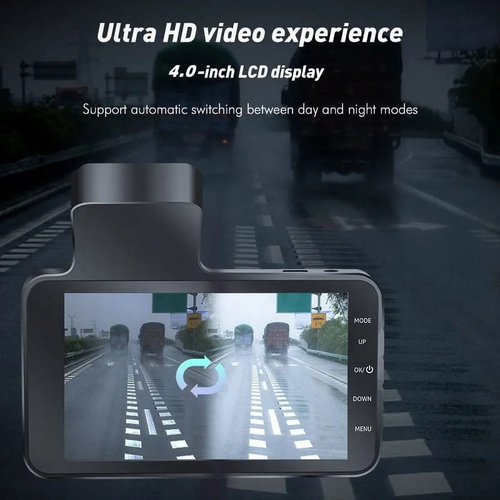 Bileeko Car  4" 1080P Dual Lens Dash Cam Video Recorder Camera for Car Pickup Truck   Van