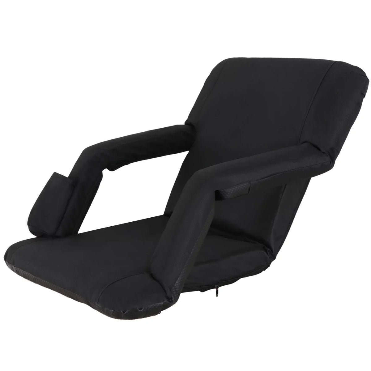Stadium Seat Chair Reclining Bleachers W/Padded Cushion - 6 Reclining Positions, Black