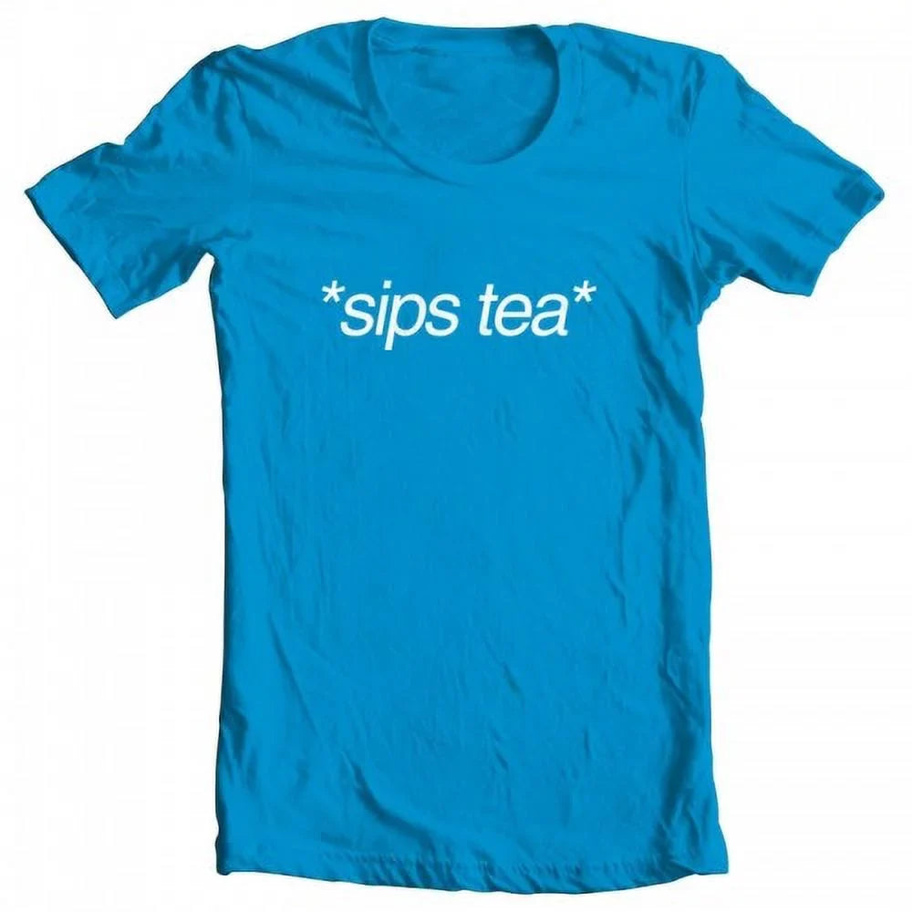 Sips Tea Original Artwork Inspired by Kermit Meme Women's T-shirt Turquoise X-Large