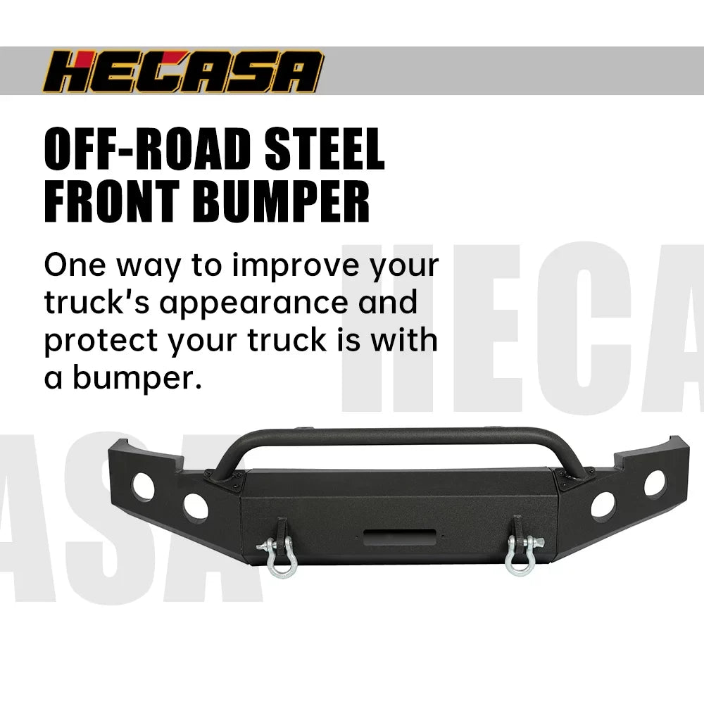 Front Bumper W/ D-Rings for 2007-2013 Chevy Silverado 1500 Push Bar 3-Piece Modular 2008 2009 2010 2011 2012 2013