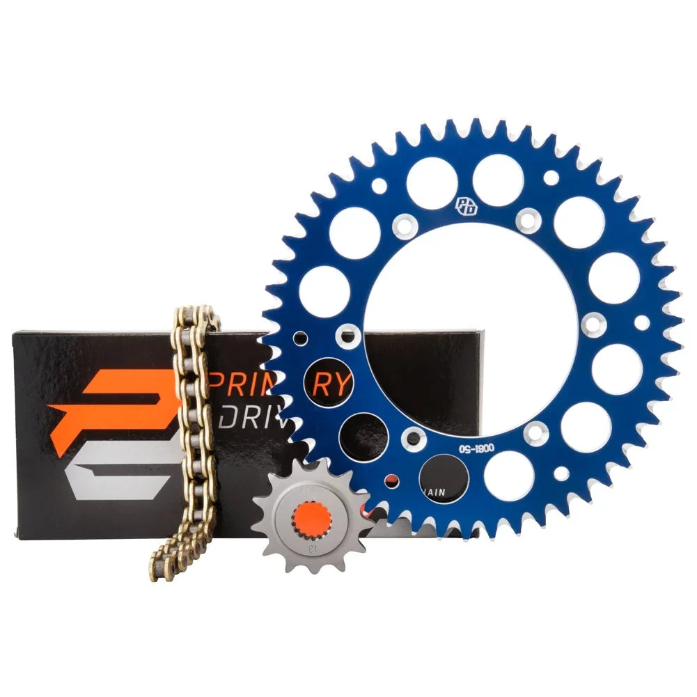 Primary Drive Alloy Kit & Gold X-Ring Chain Blue Rear Sprocket For  YZ125 2022