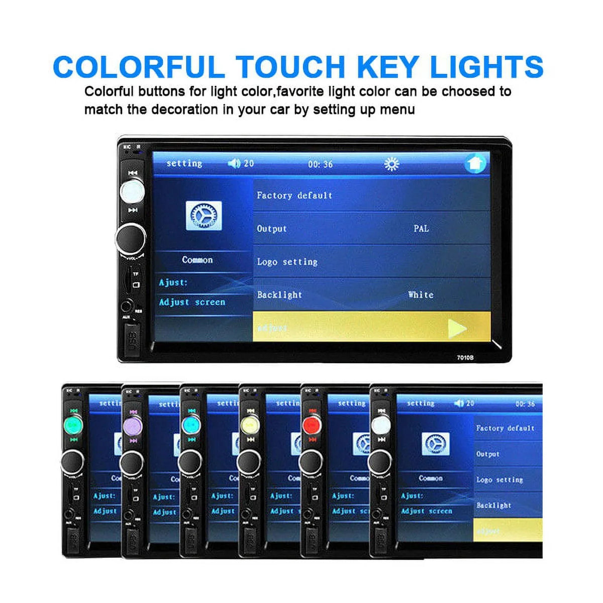 Polarlander Double Din Car Stereo Car Audio 7-inch  Touch Screen Car radio Player Bluetooth with Multimedia     MP5/4/3 Mirror Link Function