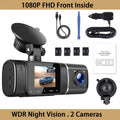 Black Dash Cam  1080P Front and  720P Inside,  Night Vision Car Camera