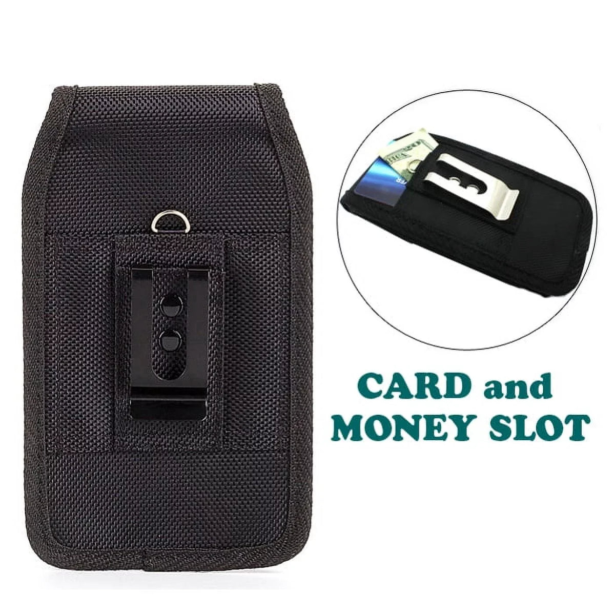 Rugged Canvas Case Holster Metal Belt Clip w Black 6ft Long Type-C Cable Rapid Charge  Wire Sync Y8K for Blackberry Motion -  G9, Vivo  Plus - Coolpad Legacy - Google Pixel  3a