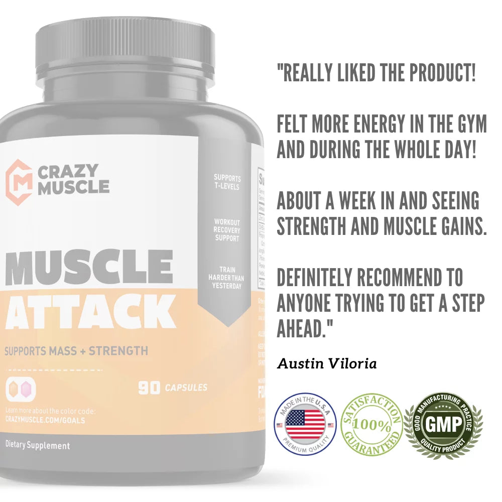 Muscle Attack: Keto Muscle Building Supplement with  by Crazy Muscle - 90 Capsules