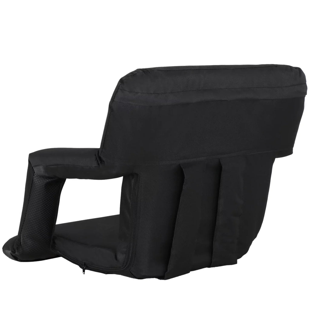 Stadium Seat Chair Reclining Bleachers W/Padded Cushion - 6 Reclining Positions, Black