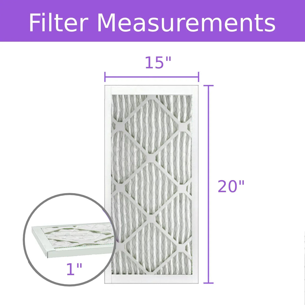 15x20x1, Purolator DMK80 Extended Surface Pleated Air Filter, Mechanical  8, (6 Pack)