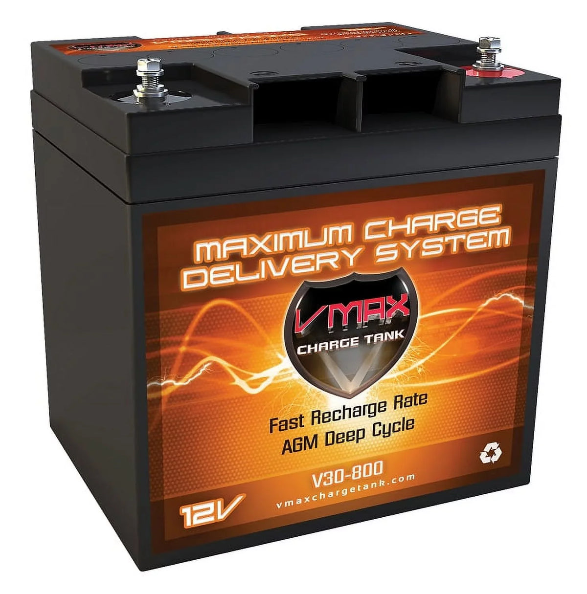 V30-800 12V 30AH  Deep Cycle Battery (6.5"Lx5"Wx7.2"H) for 12 Volt 36 Pound 36lb Thrust Trolling Motors