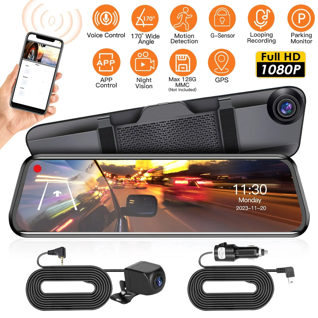 4K iMounTEK Car  12in Dash Cam Camcorder Camera Recorder with 170° Angle Loop Recording Motion Detection Night Vision Voice Control  Control G-sensor
