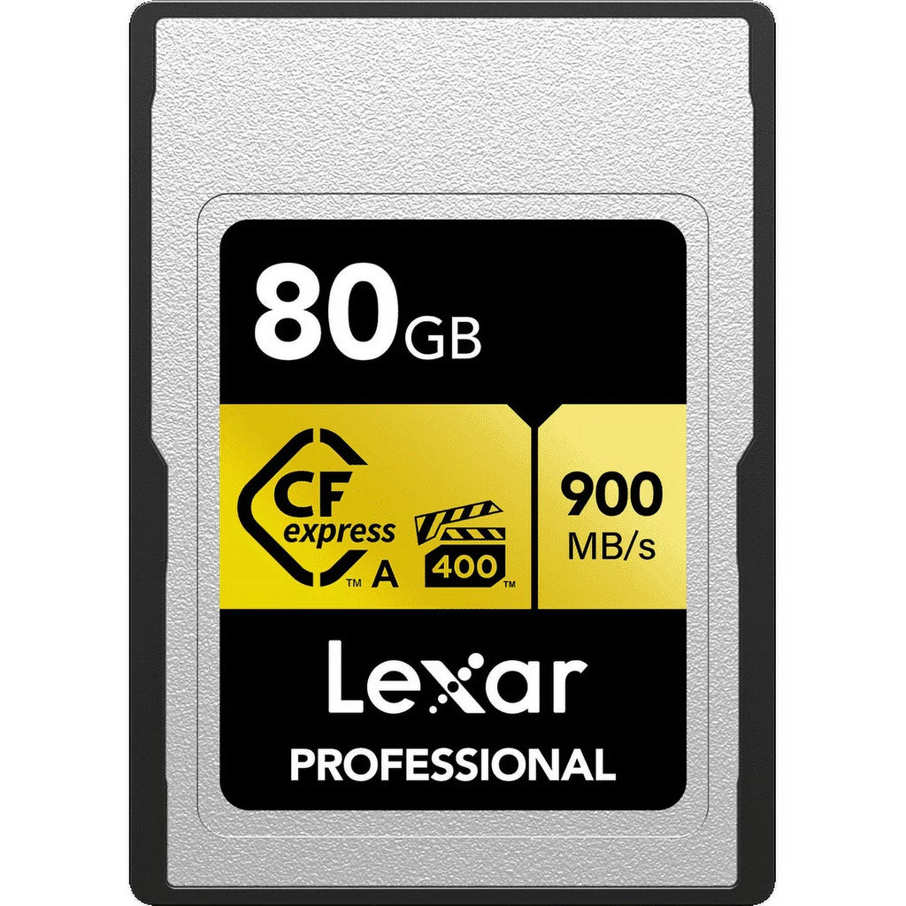 Lexar CFexpress Type A Pro Gold R900/W800 Memory Card, 80GB (2-Pack) Bundle with Lexar Professional CFexpress Type A/  3.2 Gen 2x2 Reader