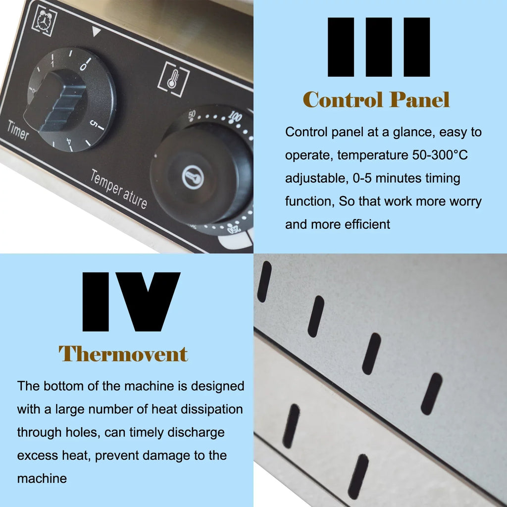 Electric Six Grid Waffle Oven Machine Commercial 6Pcs Keli Grid Scones Nonstick Baking Machine