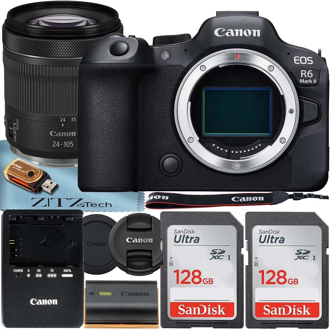 Canon  R6 Mark  Mirrorless Camera with  24-105mm f/4-7.1   Lens + 2 Pack SanDisk 128GB Memory Card + ZeeTech Accessory Bundle