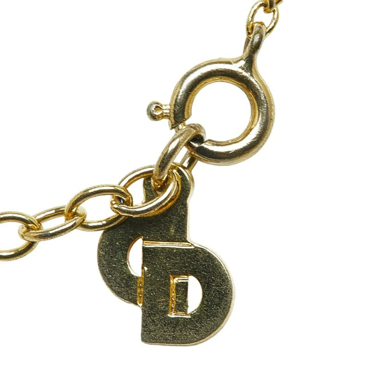 Pre-Owned Christian Dior Dior  Heart Rhinestone Necklace Gold Plated Women's (Good)