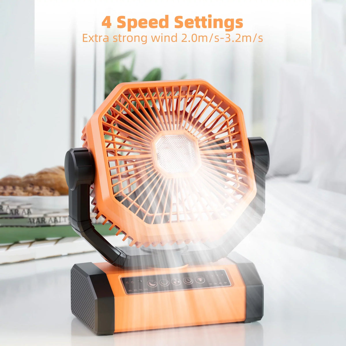 Portable Cordless Fan 20000mAh Rechargeable Battery Powered Ventilator w/  Lantern, Remote, Hook, Timer, 270° Pivot 90° Oscillating 4 Speed Brushless Motor, Outdoor Jobsite Garage Patio Fan