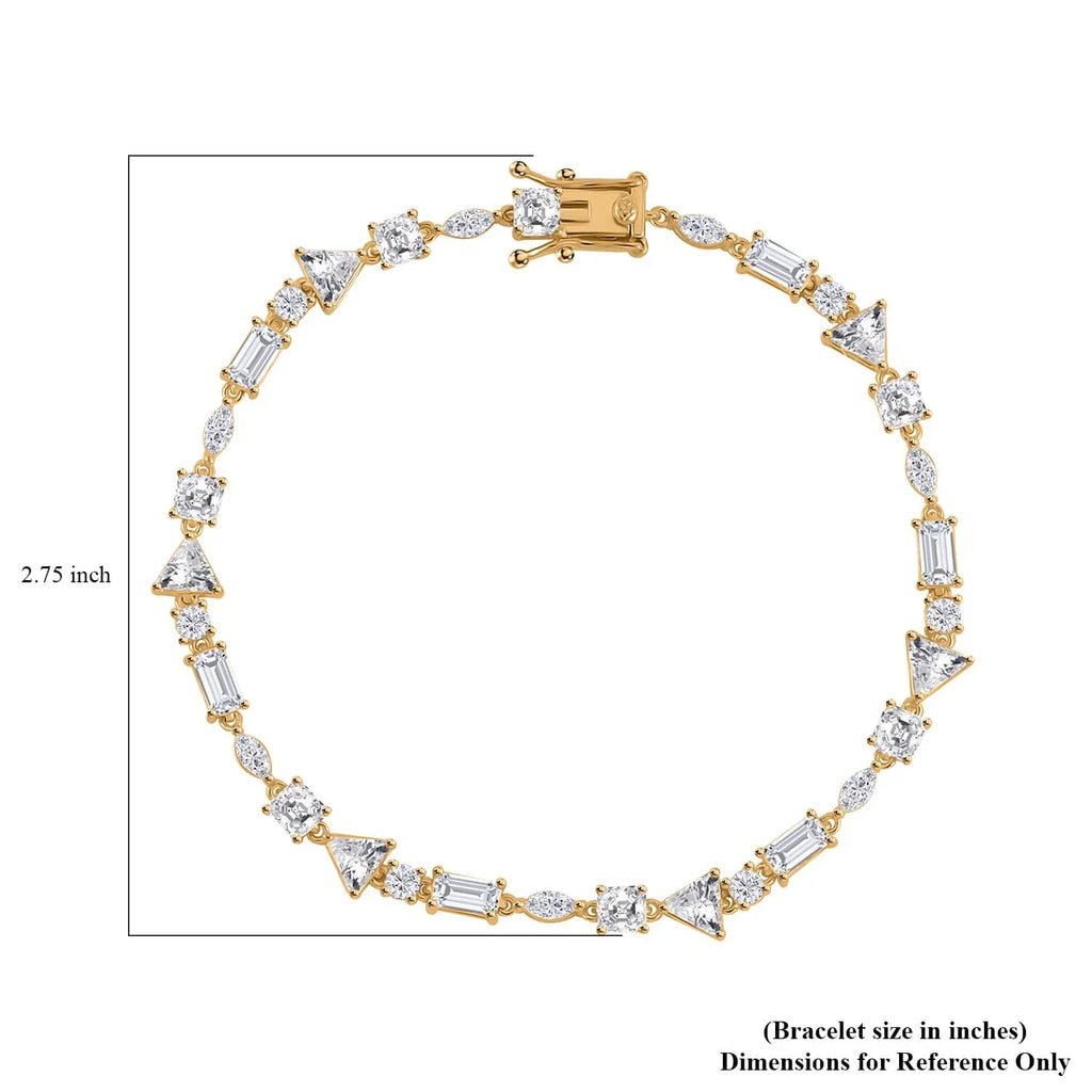 Shop  Lustro Stella Cubic Zirconia  Marquise 925 Sterling Silver Vermeil Yellow Gold Plated Bracelet for Women Jewelry Size 8" Ct 10.66 Birthday Mothers Day Gifts for Mom