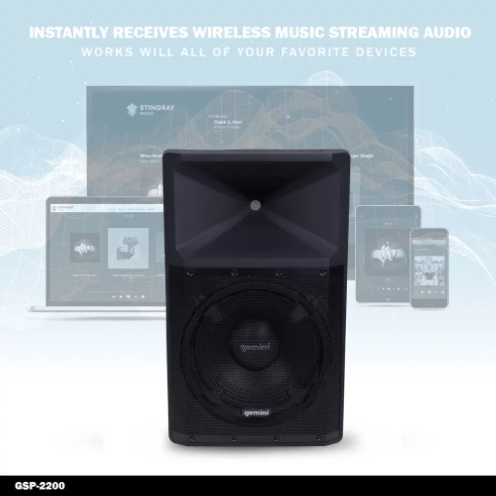 Gemini Sound -2200 Pro  Audio 2200 Watt Portable Bluetooth Media  System Speakers