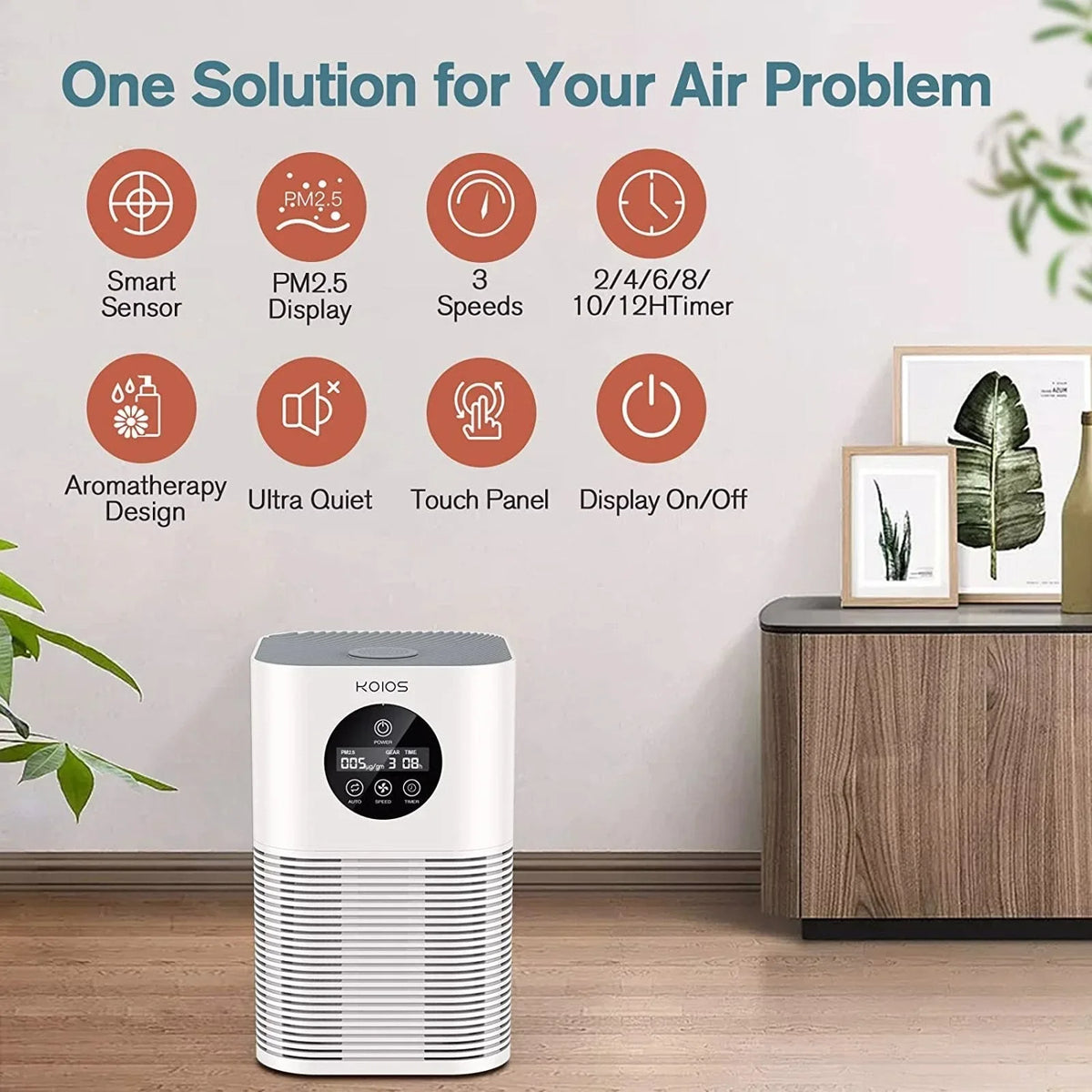 Air Purifiers for Home Bedroom, H13  Air Purifier with Auto Speed Control for Smoke (-50, white)