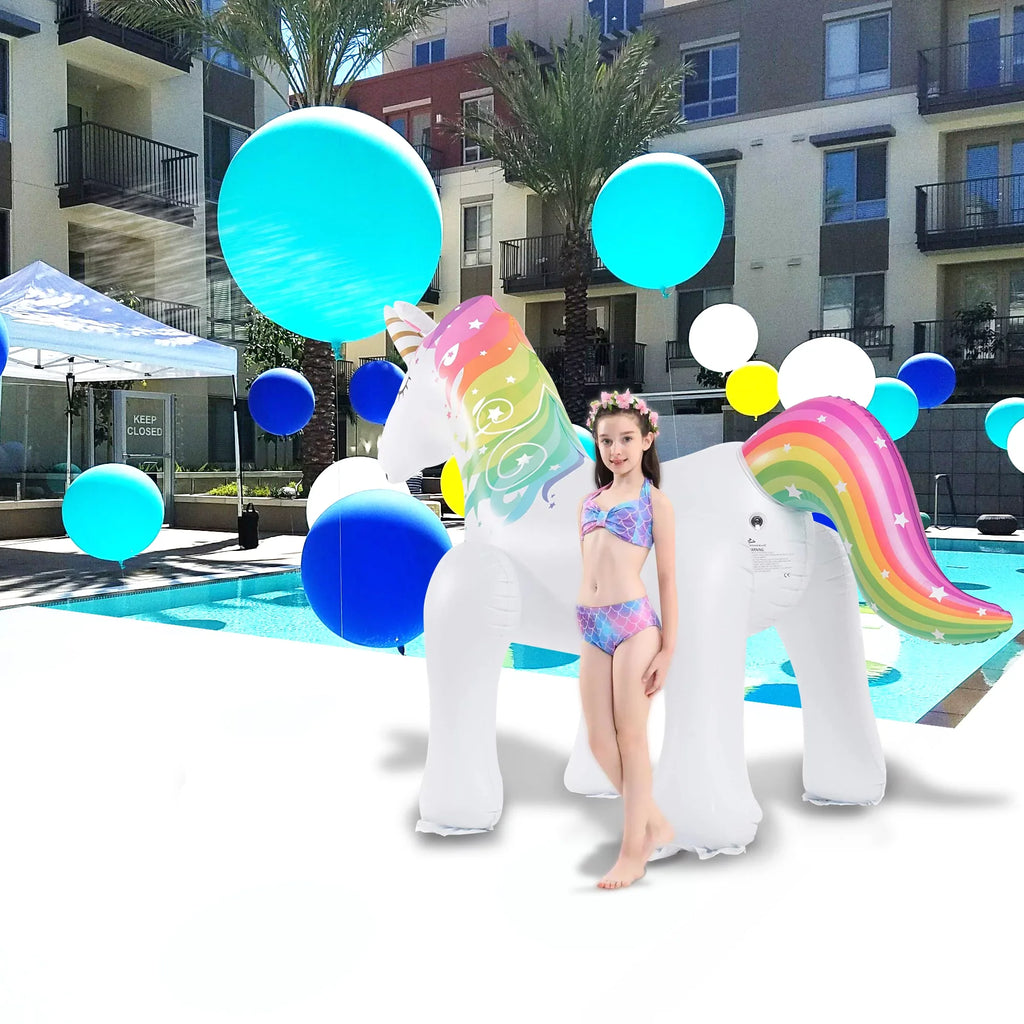 Thalia 63 Inch Inflatable Sprinkler for Kids- Unicorn
