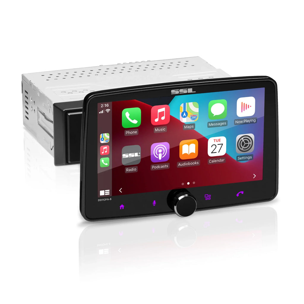 Sound Storm Laboratories DD7CPA-S Car Audio Stereo System - Apple CarPlay, Android Auto, Single Din with 7 Inch Touchscreen, Bluetooth Audio & Calling Head Unit, No  Player, Radio Receiver