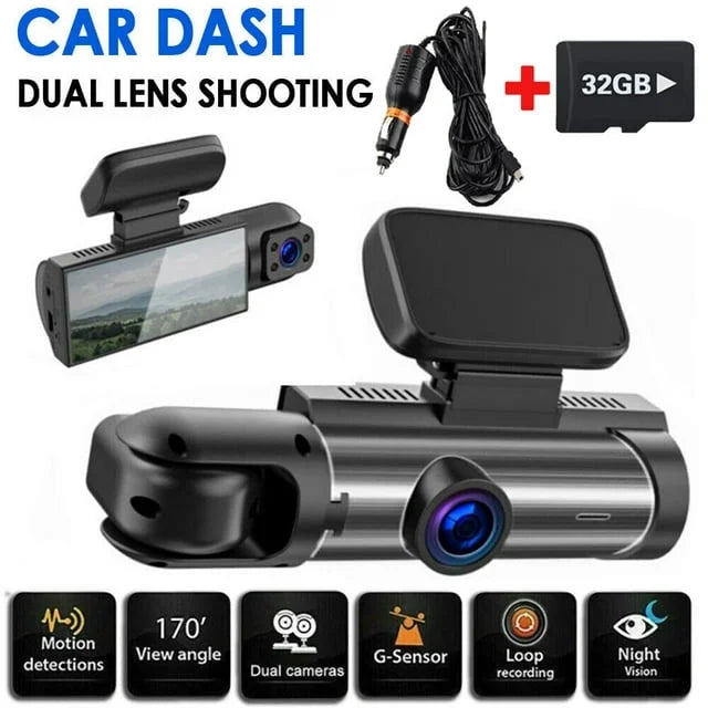 Xhy Car Dash Cam Dual Lens 1080P   Front or Inside Video Camera Driving Recorder Night Vision G-Sensor, Motion Detection