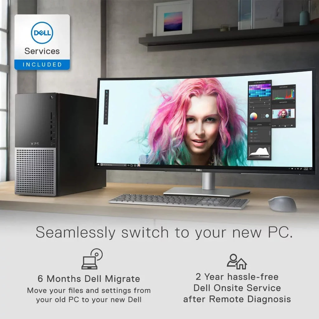 Dell  8950 Desktop Computer - 12th Gen Intel Core i7-12700, 32GB DDR5 , 512GB  + 1TB , Intel  770 Graphics, Killer Wi-Fi 6, Air Cooling, -C, Bluetooth, Windows 11 Pro - Black