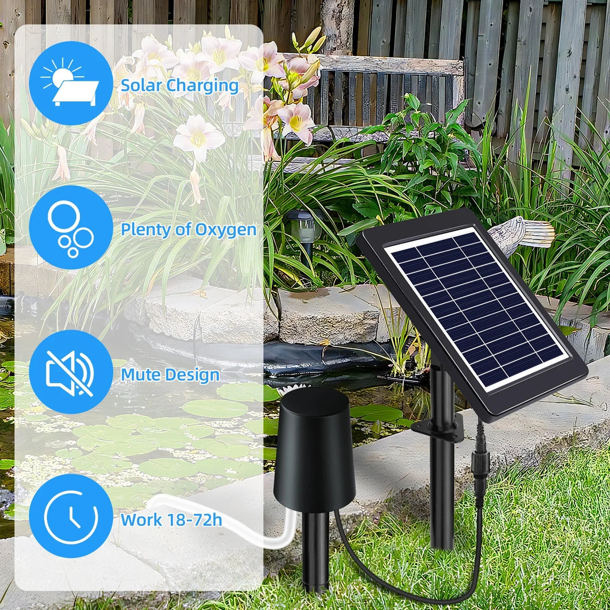 Andoer Solar Powered Pond Aerator with Air Pump, 3 Modes, 4W, Pond Stock