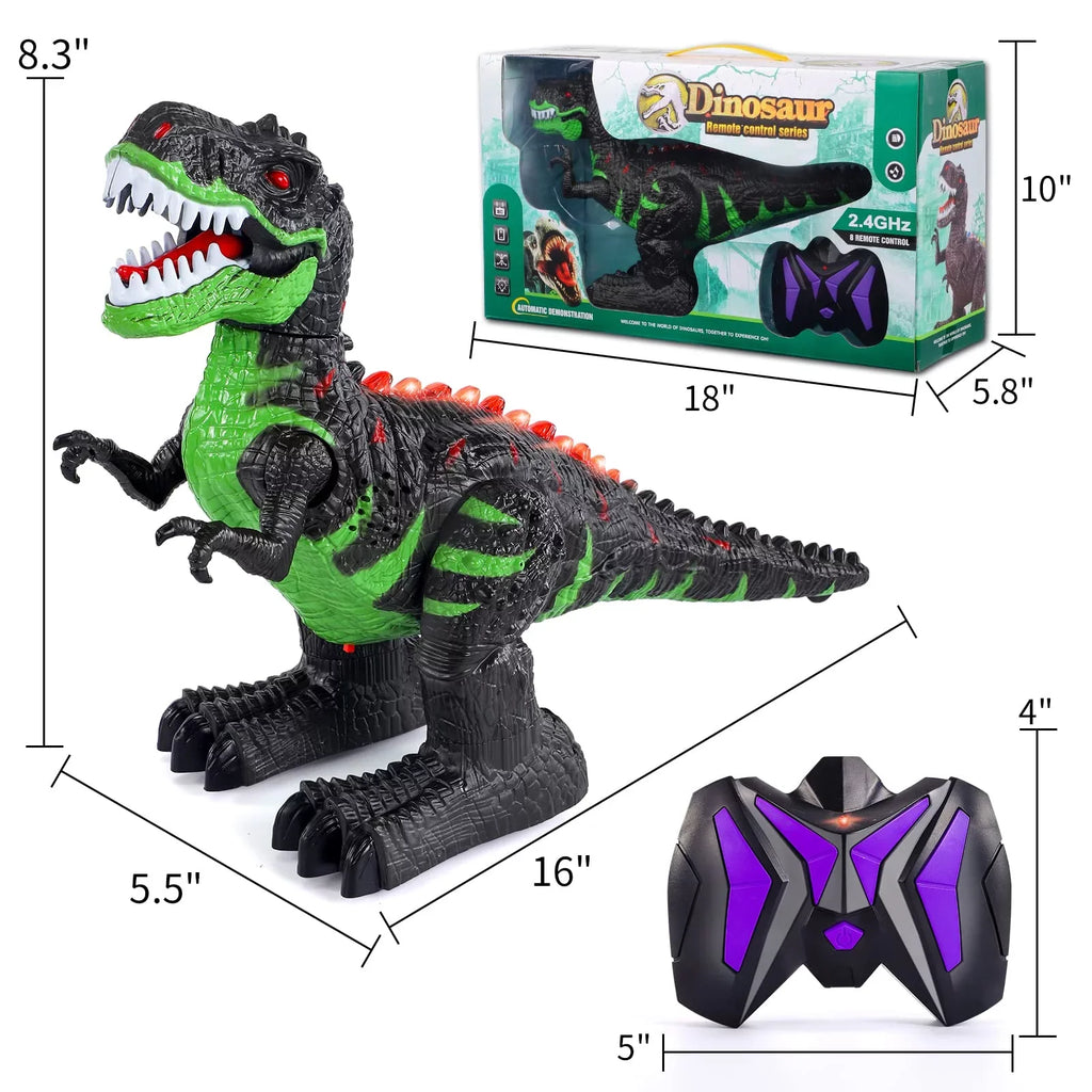 Remote Control Dinosaur Toys for Boys Girls 2.4G  Robot T-rex with Light Sound, Black
