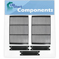 2  Grill Cooking Grates & 3 Heat Shield Plate Tent Replacement Parts for Charmglow 810-7440-S - Compatible Barbeque Porcelain Enameled Cast Iron Grid 19" & Flame Tamer, Flavorizer Bar