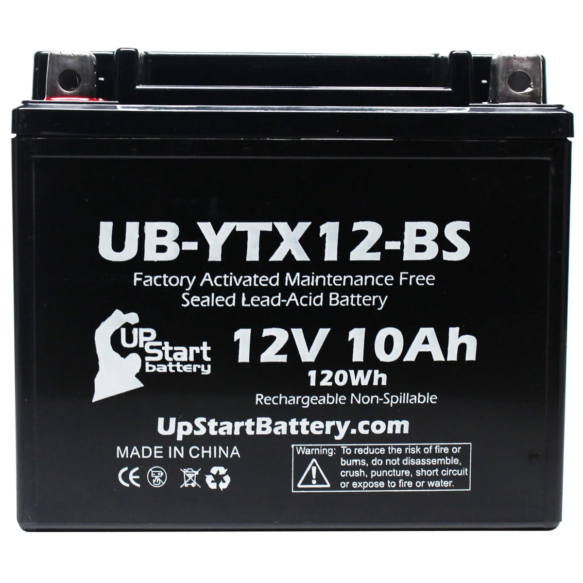 2-Pack UpStart Battery Replacement 2009 Honda TRX250 , , FourTrax Recon 250  Factory Activated, Maintenance Free,  Battery - 12V, 10Ah, -YTX12-