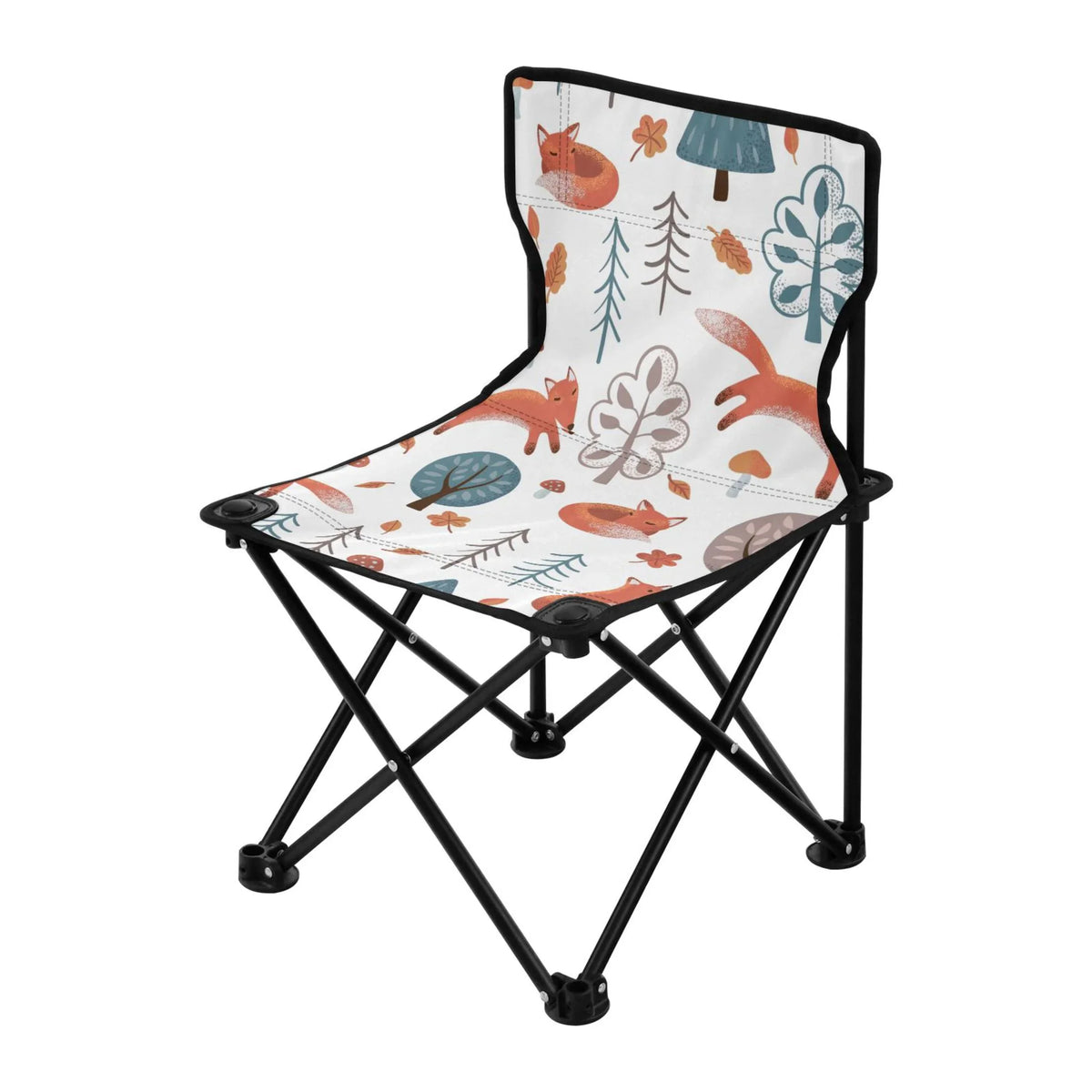 Fox in Forest Portable Camping Chair Outdoor Folding Beach Chair Fishing Chair Lawn Chair with Carry Bag Support to 220LBS