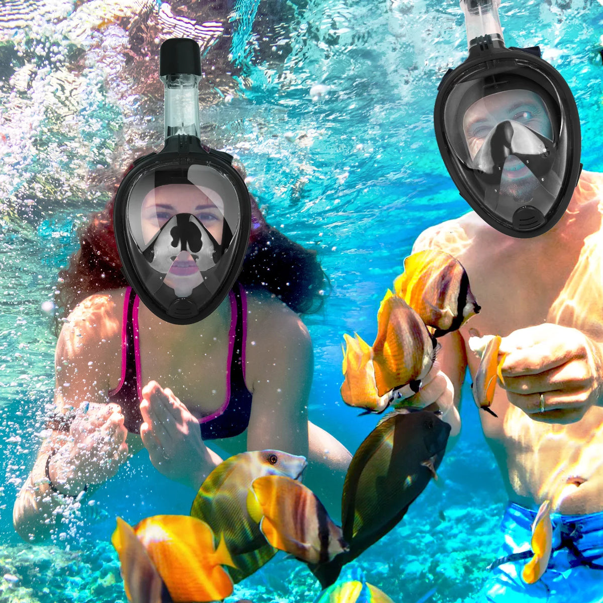 Full Face Snorkel Mask, Snorkeling Mask with Detachable Camera Mount, Panoramic View Upgraded Dive Mask with Safety Breathing System, Dry Top Set L/