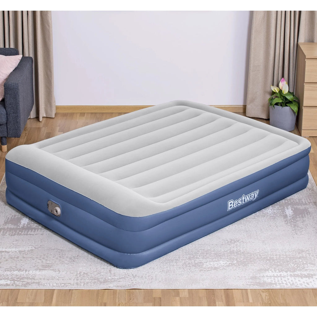 Bestway Tritech Air Mattress Queen 18” with Built-in  Pump and Antimicrobial Coating