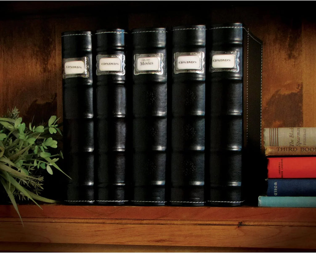 Bellagio-Italia / Storage Binder Set - Black - Leather - 6 Pack - 288-Disc Capacity - Storage Organizer for DVDs, CDs, Blu Rays, & Video Games - Acid-Free Binder Organizer Sheets