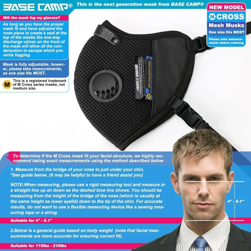 Dust Mask, Reusable Breathable Comfortable Sport Safety Work Mask with Extra 6 Activated Carbon Filters