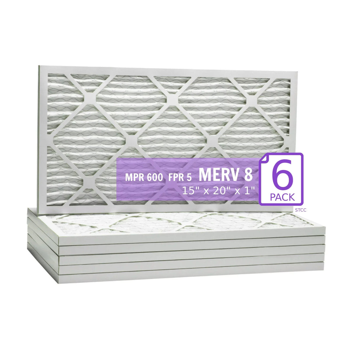 15x20x1, Purolator DMK80 Extended Surface Pleated Air Filter, Mechanical  8, (6 Pack)