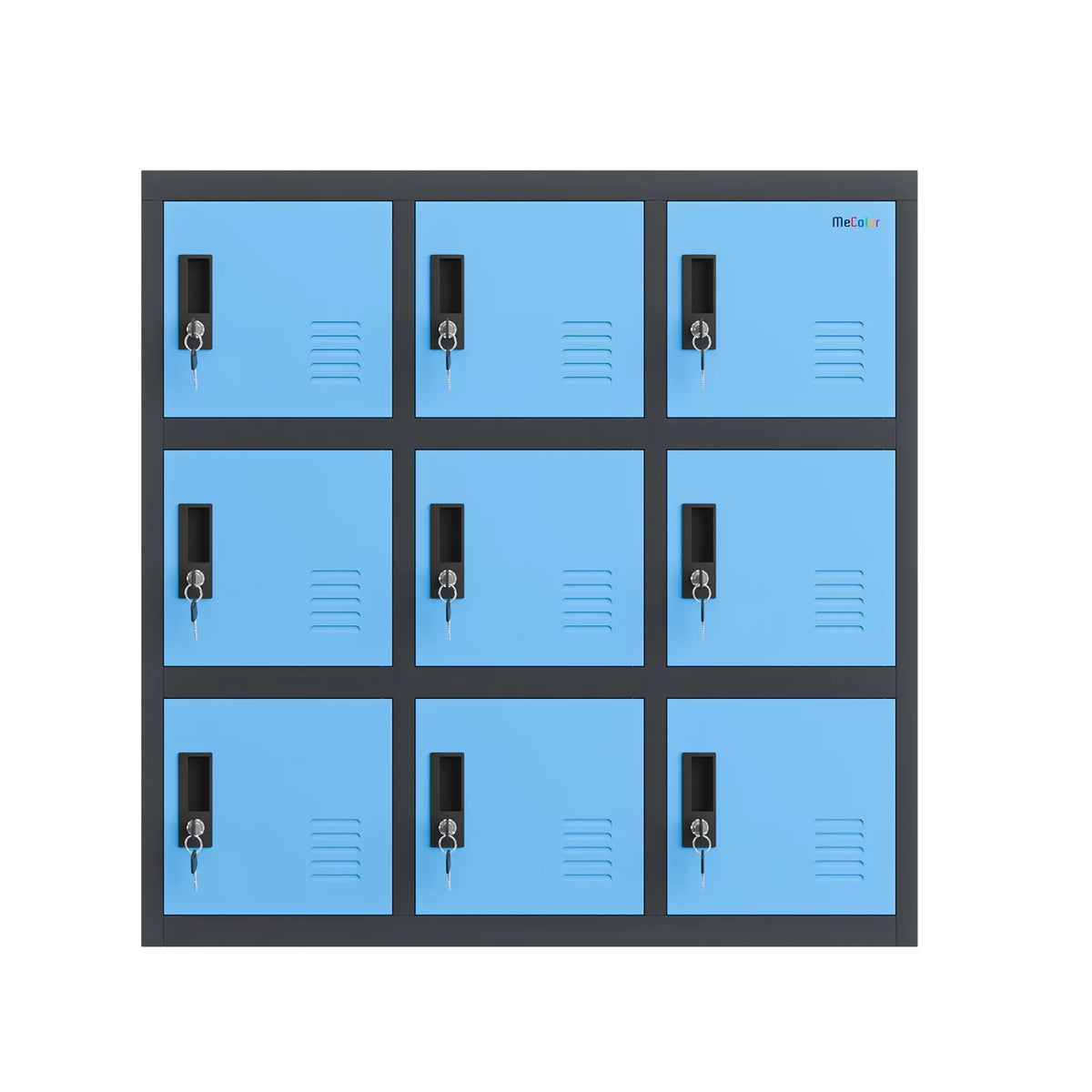mecolor metal kids locker for girls bedroom and playroom storage for clothes,bags,toys and book (blue, 9d)