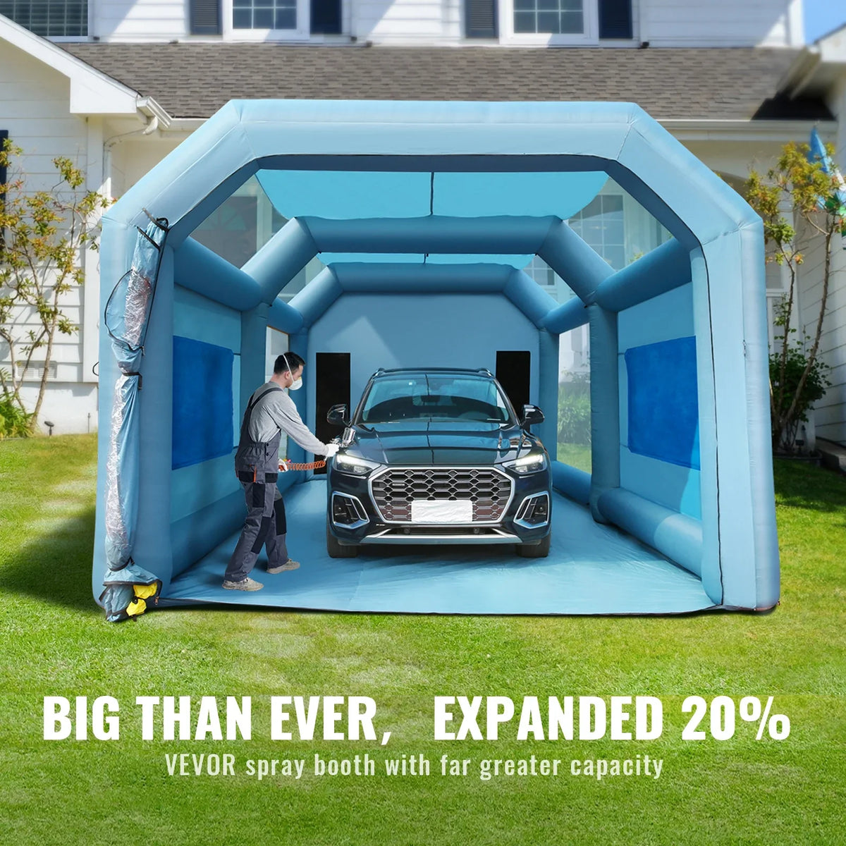 Inflatable Paint Booth 26x15x11ft Inflatable Spray Booth Car Paint Tent with 750W+950W Filter System Blower