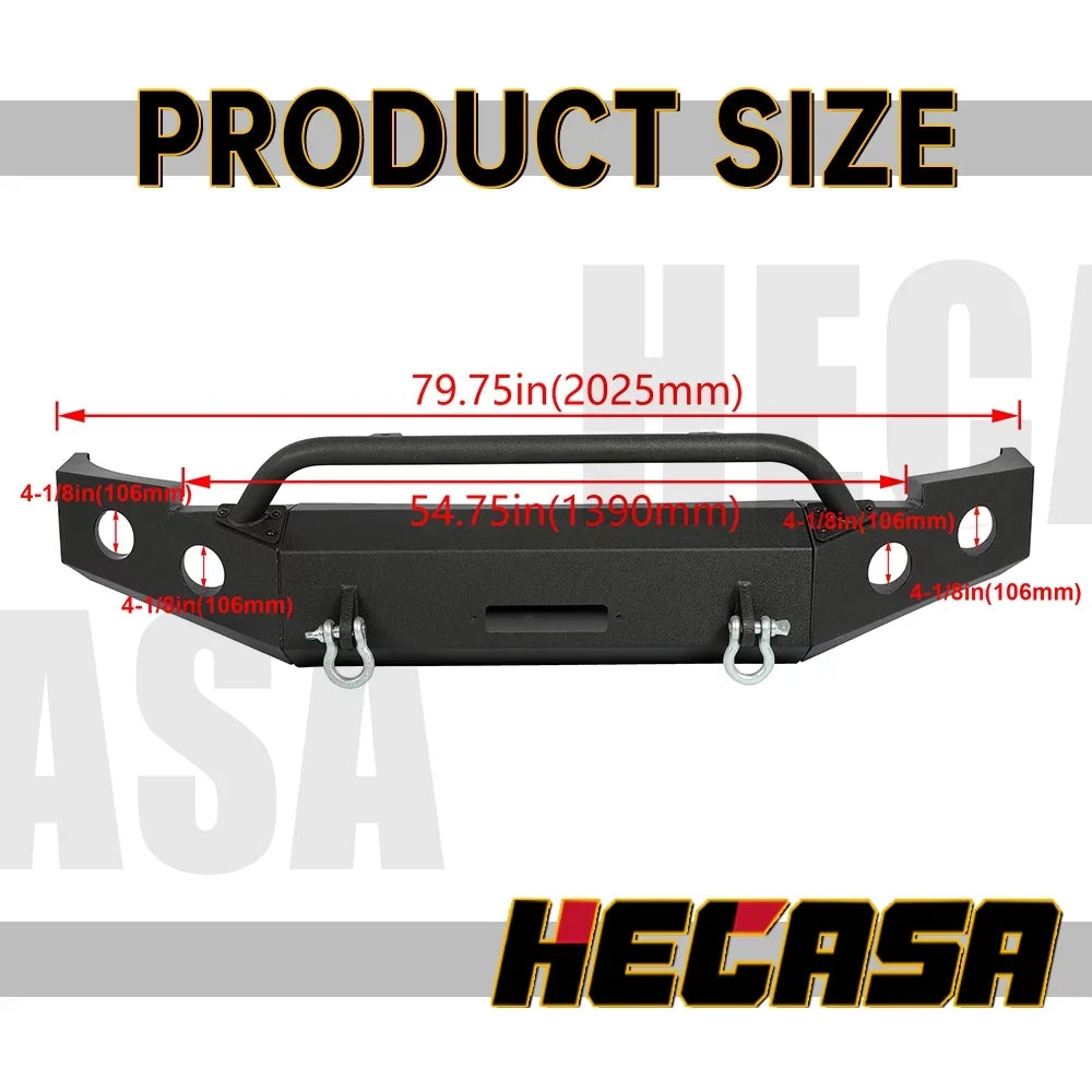 Front Bumper W/ D-Rings for 2007-2013 Chevy Silverado 1500 Push Bar 3-Piece Modular 2008 2009 2010 2011 2012 2013