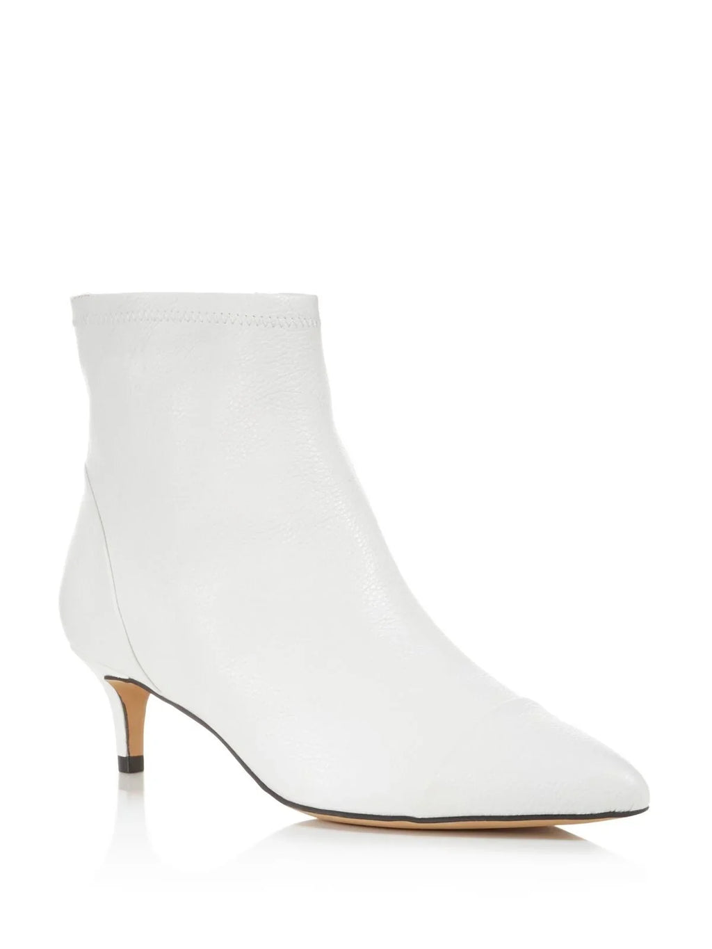 Womens White Comfort Siya Pointed Toe Kitten Heel Zip-Up Leather Booties 7.5 M