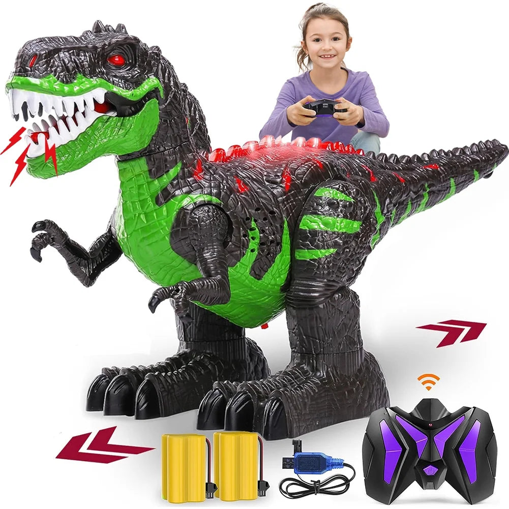Remote Control Dinosaur Toys for Boys Girls 2.4G  Robot T-rex with Light Sound, Black