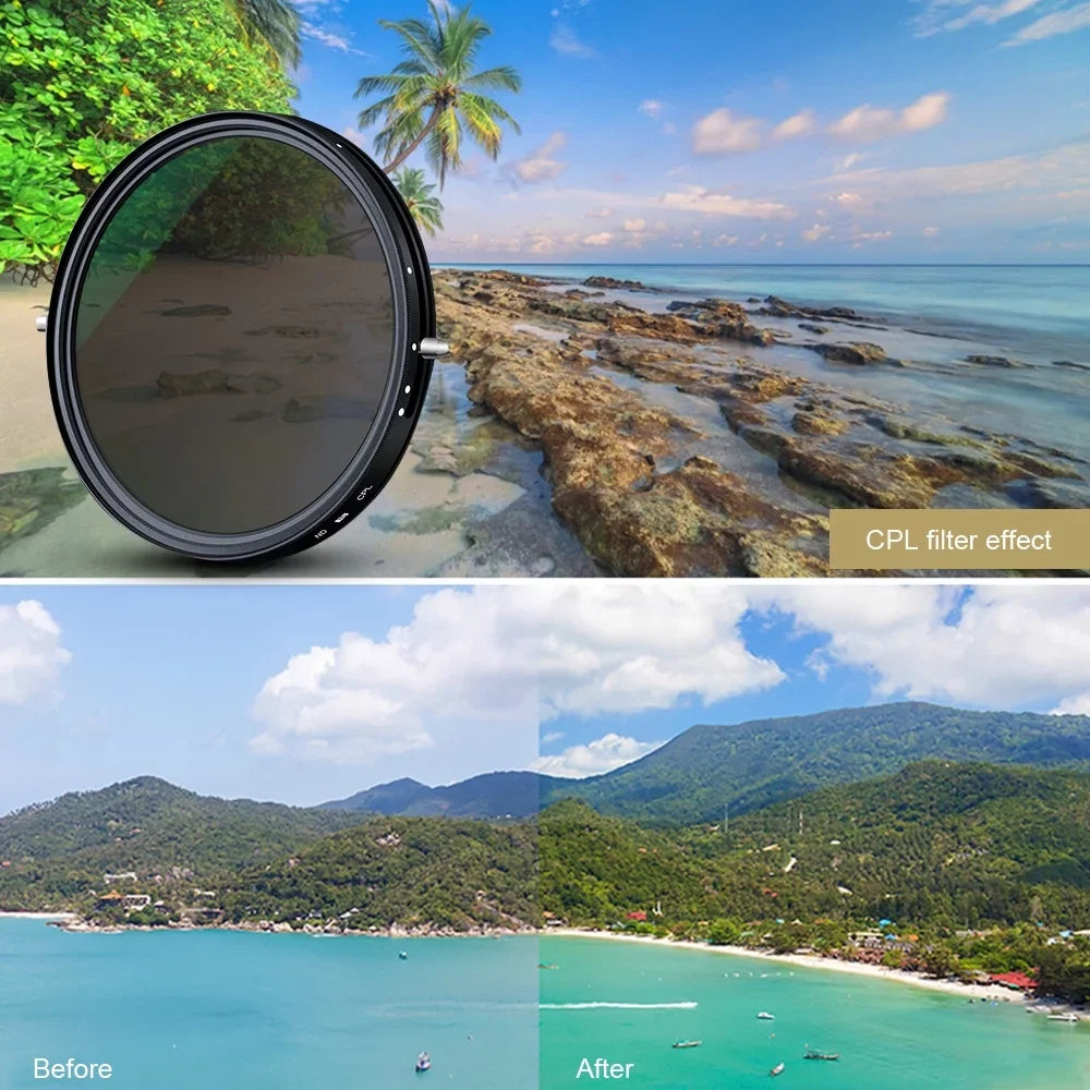 K&F  67mm 2-in-1 Variable Adjustable Filter Neutral Density Fader 5-Stop ND2-ND32 and  Circular Polarizing Filter Ultra-thin with Cleaning Cloth for Camera Lens