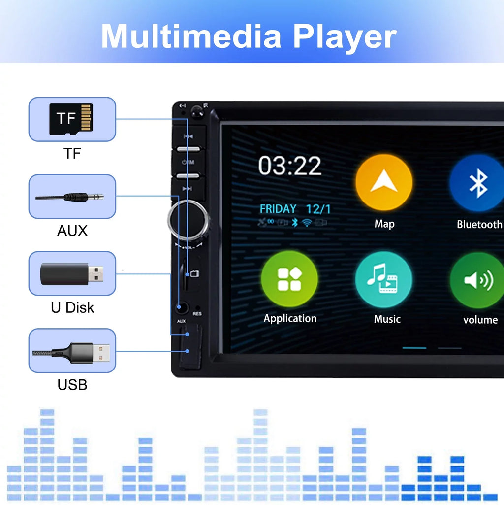 7" Car Stereo Double Din Bluetooth Car Radio Touch Screen Car Radio Audio Receiver  Radio with Backup Camera - Support Mirror Link///, Hands Free Calling