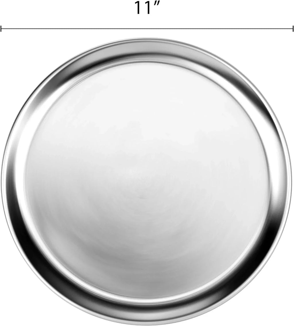 TrueCraftware- Set of 3 Aluminum 11” Pizza Tray Pan Wide Rim- Bakeware Round Pizza Pan Pizza Tray Baking Tray Round Baking Tray for Home Kitchen Pizzeria & Restaurants