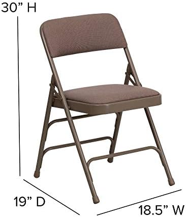 4 Pack  Series Curved Triple Braced & Double Hinged Beige Fabric Metal Folding Chair