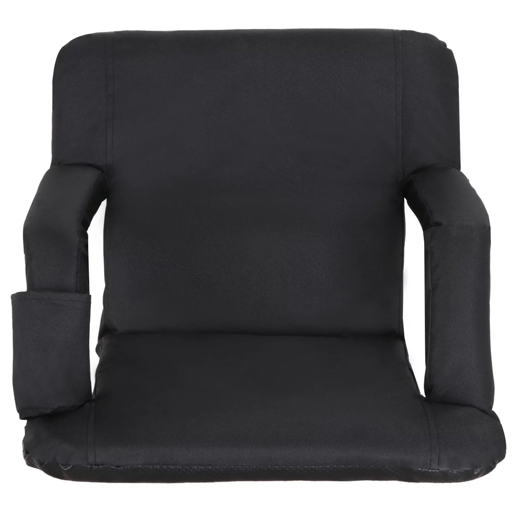 Stadium Seat Chair Reclining Bleachers W/Padded Cushion - 6 Reclining Positions, Black