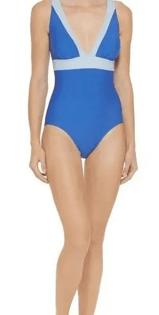 Plunging Colorblocked One-Piece Swimsuit,  6