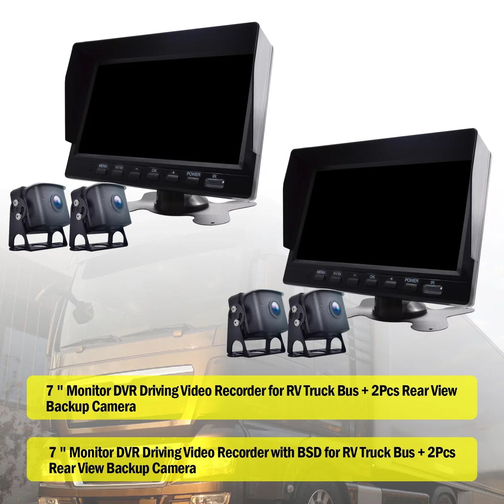 7" Monitor  Driving Video Recorder with  for  Truck Bus+2 Backup Camera