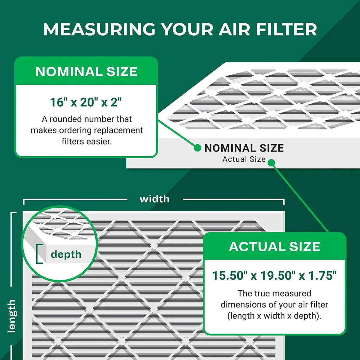 Filterbuy 16x20x2  8 Pleated   Furnace Air Filters (6-Pack)